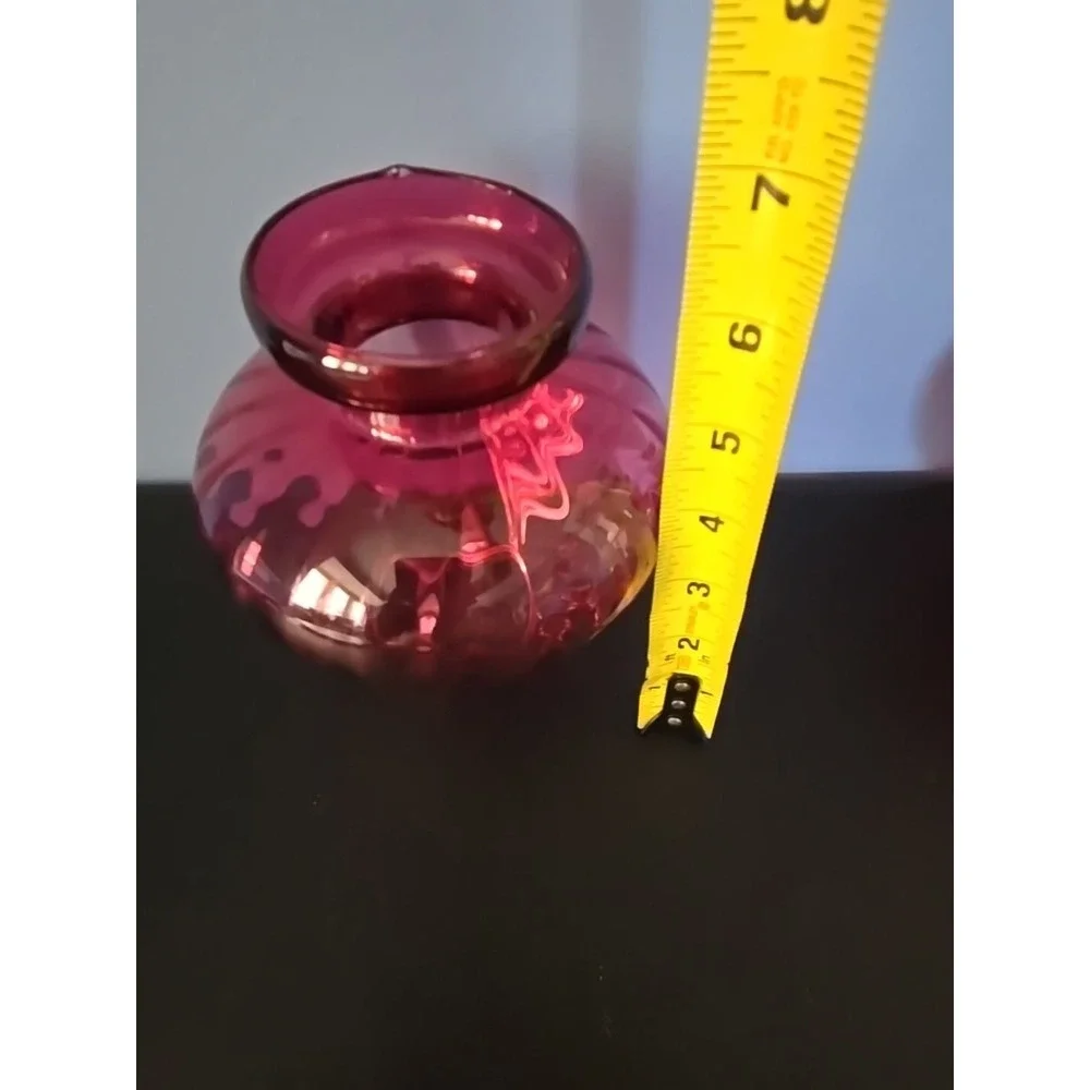 Vintage Cranberry Ruby Red Ribbed Bulbous 6